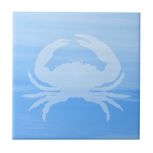 Carreau Eau de mer bleu clair avec crabe (Devant)