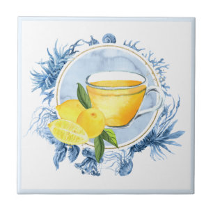 Carreau Eau de thé au citron et cadre bleu