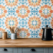 Carreau Eau marocaine grande échelle orange turquoise