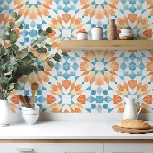 Carreau Eau marocaine grande échelle orange turquoise