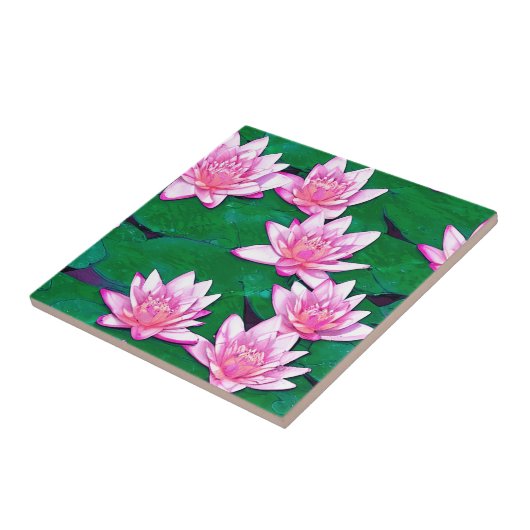 Carreau Eau rose sur un étang (Côté)