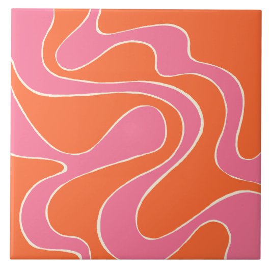Carreau Ebb et flux 2 en rose, orange et crème (Devant)