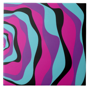 Carreau Ebb et flux 4 - rose, pourpre, bleu et noir