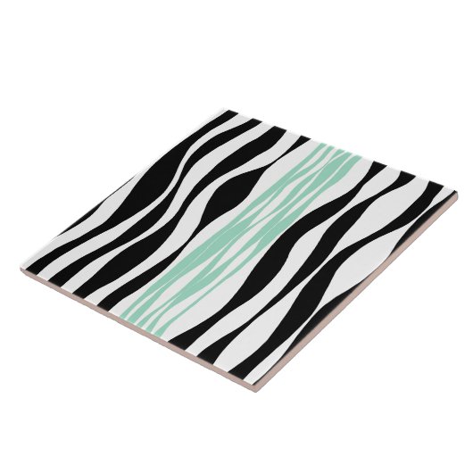 Carreau Ebb et flux - Mint vert, blanc et noir (Côté)