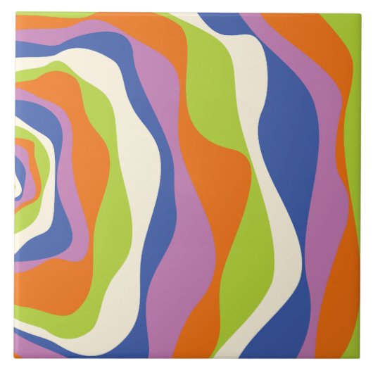 Carreau Ebb & Flux 4 Bleu, Orange, Violet, Vert & Crème (Devant)