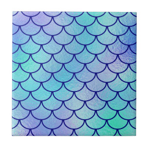 Carreau Écailles de sirène iridescentes bleu vert aqua