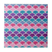 Carreau écailles de sirène violette rose aqua (Devant)