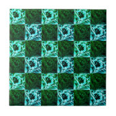 Carreau Échecs ou cyan vert et bleu ciel, avec rectangle (Devant)