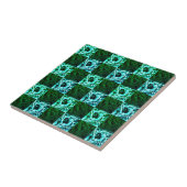 Carreau Échecs ou cyan vert et bleu ciel, avec rectangle (Côté)