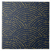 Carreau Échelles de points d'encre - marine et or (Devant)