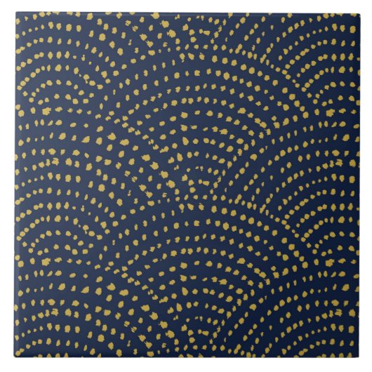 Carreau Échelles de points d'encre - marine et or (Devant)