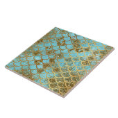 Carreau Échelles de poissons bleues iridescentes de sirène (Côté)