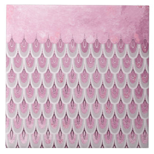 Carreau Échelles de poissons roses brillantes de sirène de