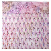 Carreau Échelles de poissons roses iridescentes de sirène (Devant)