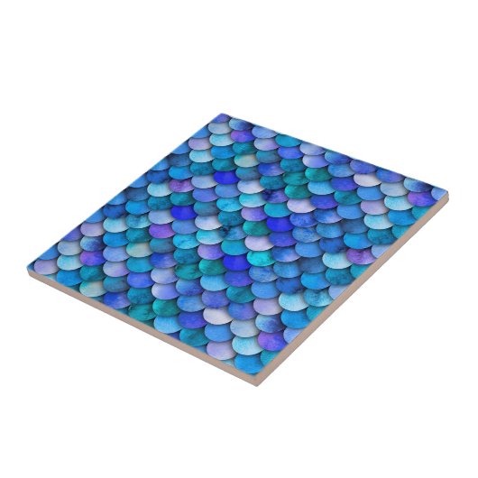 Carreau Échelles de sirène bleu et violet de l'océan (Côté)