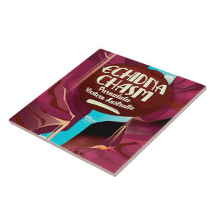 Carreau Echidna Chasm dessin animé affiche de voyage