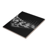 Carreau Échiquier blanc noir du Roi de pièces d'échecs (Côté)