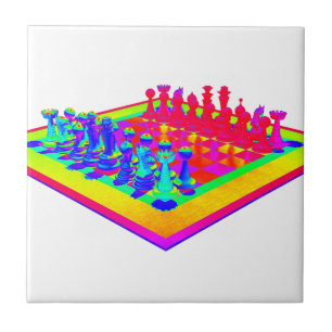 Carreau Échiquier coloré et pièces d'échecs
