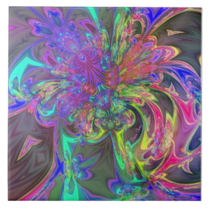 Carreau Éclat rougeoyant de Deva turquoise et violet de