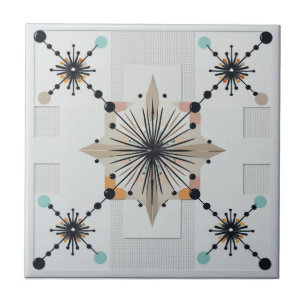Carreau Éclatement Stellaire Atomique Rétro Moderne du Mil