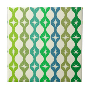 Carreau Éclats de milieu de siècle sur un motif ogee vert 