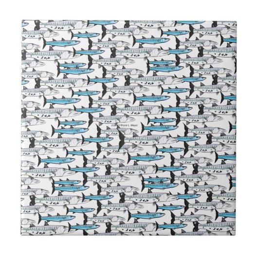 Carreau École de motif de poissons de barracuda (Devant)