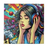 Carreau Écouter de la musique sur les écouteurs Psychédéli (Devant)