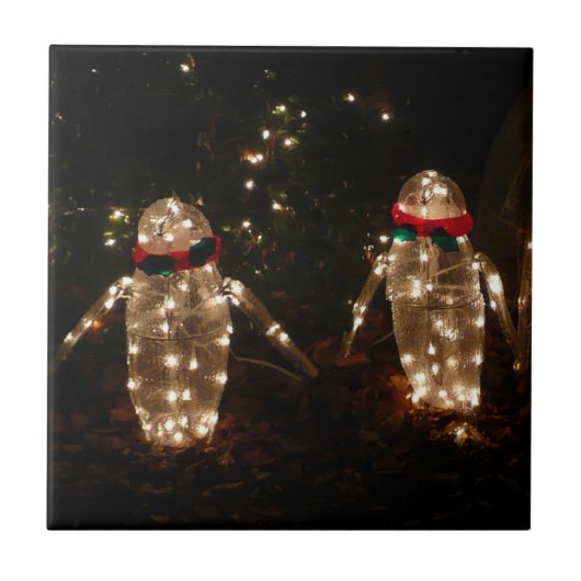 Carreau Écran de lumière des fêtes de pingouins (Devant)