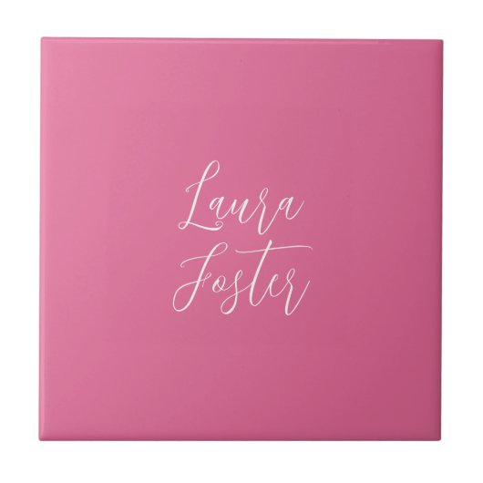 Carreau Écriture manuscrite Nom élégant Couleur rose (Devant)
