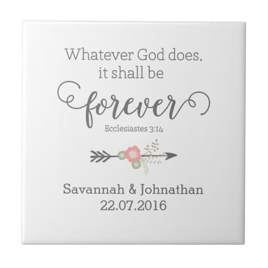 Carreau Écriture rustique Christian Art Mariage Cadeau (Devant)