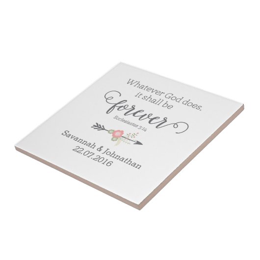 Carreau Écriture rustique Christian Art Mariage Cadeau (Côté)