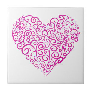 Carreau Écriture spirale coeur rose pour la Saint Valentin