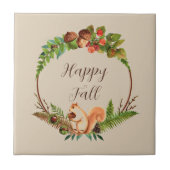 Carreau Écureuil automnal et nature avec texte personnalis (Devant)