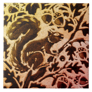 Carreau Écureuil Brown de rouille Floral Feuilles d'autom