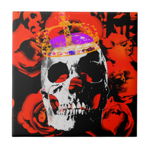 Carreau Edgy King Skull Crown n'Rose