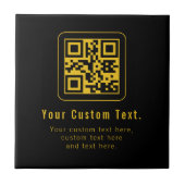Carreau Editable QR Code & Text Template | Black & Gold (Devant)