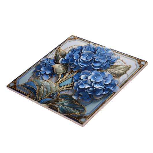 Carreau Effet 3D Blue Hydrangea Flower (Côté)