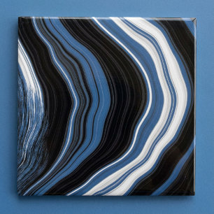 Carreau Effet Agate, noir, blanc et bleu