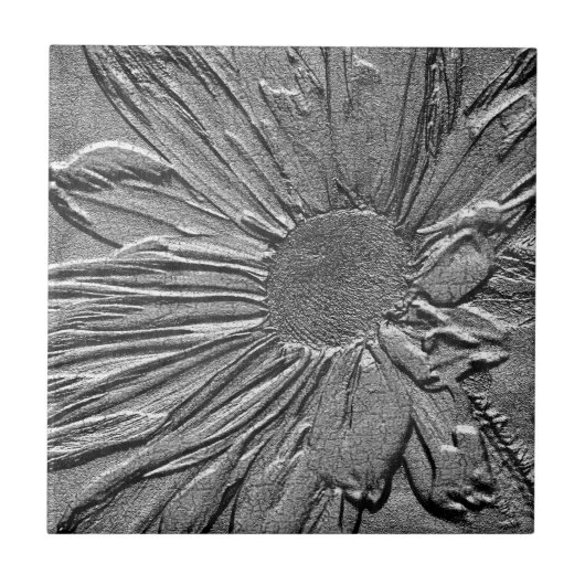 Carreau Effet de look texturé Fleur d'argent Art floral Da (Devant)