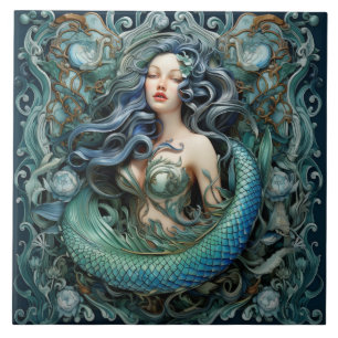 Carreau Effet de sirène 3D, art Aqua Marine