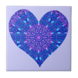 Carreau Effet de verre Mosaïque violet/bleu (coeur)<br><div class="desc">Ce numériquement créé kaléidoscope motif dans des couleurs vives a un effet de verre distinct. Un design attrayant pour tous ceux qui recherchent quelque chose d'un peu différent.</div>