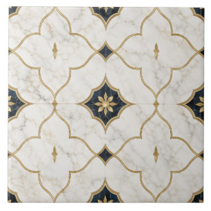 Carreau Effet Marbre Or Luxe - Motif Géométrique
