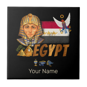 Carreau Égypte Vintage Pharaon Drapeau Et Pyramides Souven