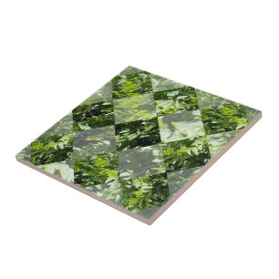 Carreau Élégance d'émeraude : Feuilles verts en coupe diam