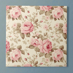 Carreau Élégance des roses à pétales roses