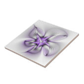 Carreau Élégance florale Art fractal violet abstrait moder (Côté)