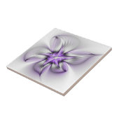 Carreau Élégance florale Art fractal violet abstrait moder (Côté)