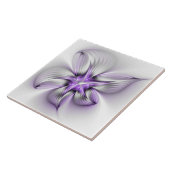 Carreau Élégance florale Art fractal violet abstrait moder (Côté)