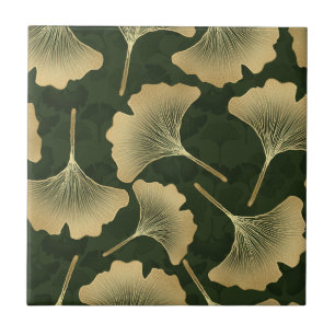 Carreau Élégance Ginkgo Émeraude – Botanique Luxeuse Or 15