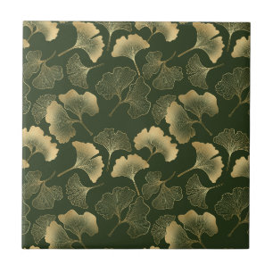 Carreau Élégance Ginkgo Émeraude – Botanique Luxueuse Or 6